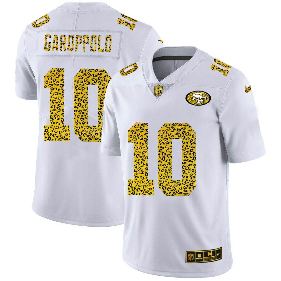 San Francisco 49ers #10 Jimmy Garoppolo Men Nike Flocked Leopard Print Vapor Limited NFL Jersey White